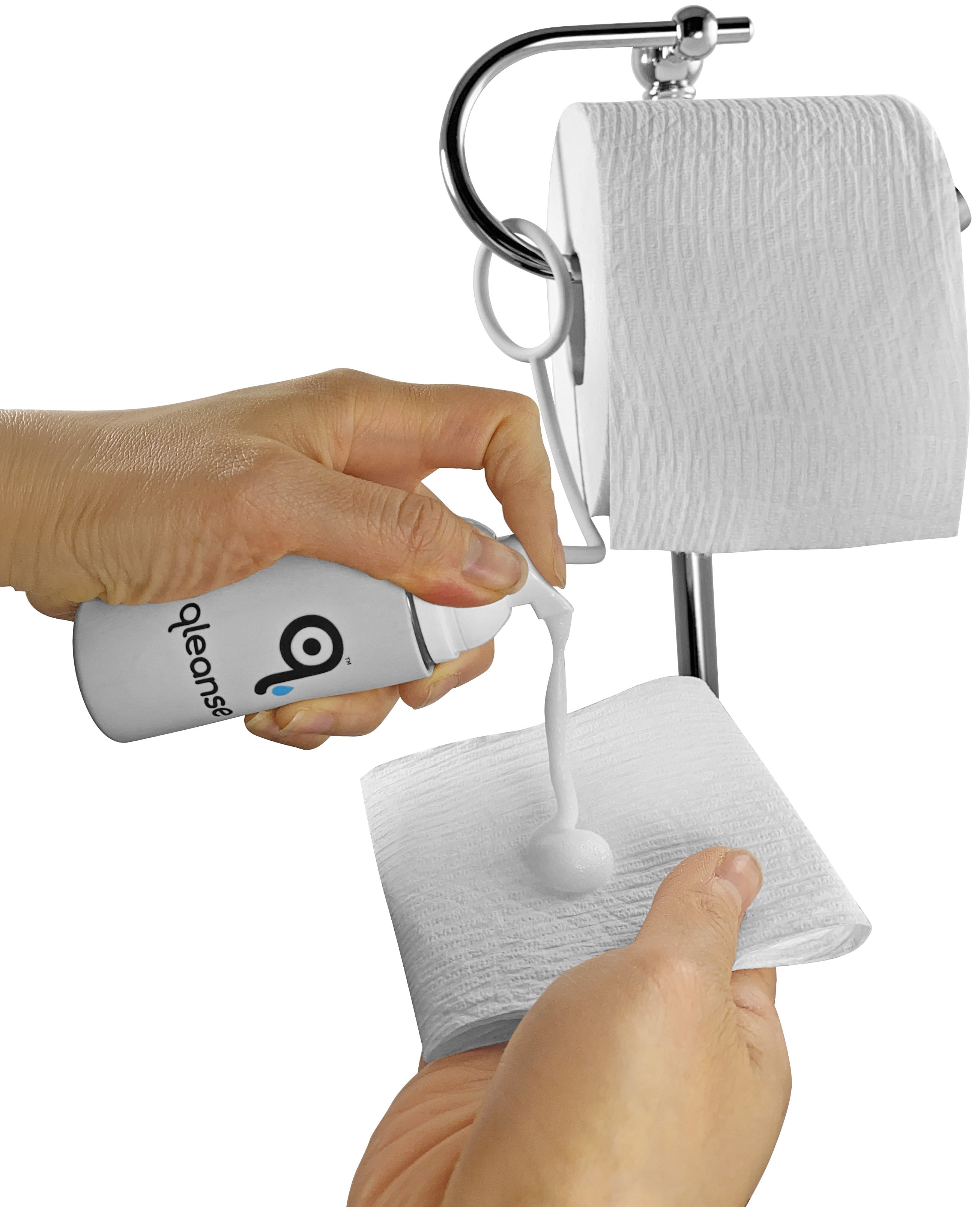 Combo Pack - Qleanse Toilet Paper Foam Spray + Caddy Holder
